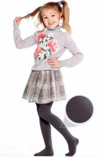Дитячі однотонні бавовняні колготки D025 Kids Giulia (iron)