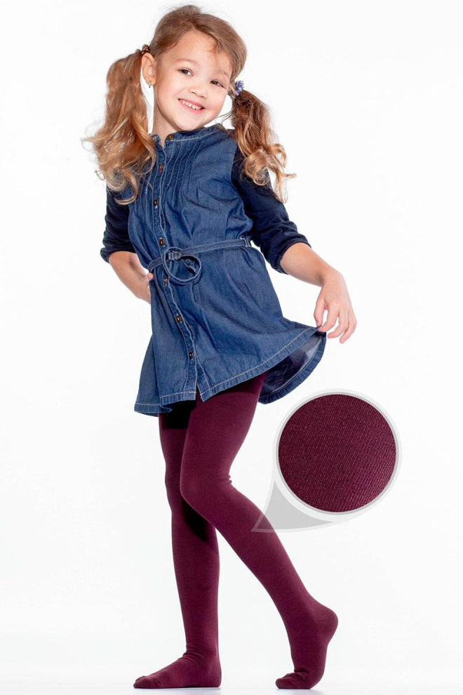 Дитячі однотонні бавовняні колготки D025 Kids Giulia (marsala)