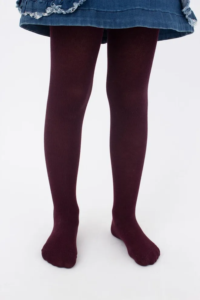 Детские однотонные хлопковые колготки D025 Kids Giulia (marsala)
