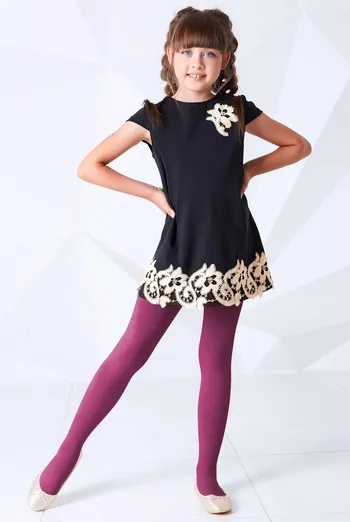 Дитячі однотонні бавовняні колготки D025 Teen girl classic Giulia (marsala)