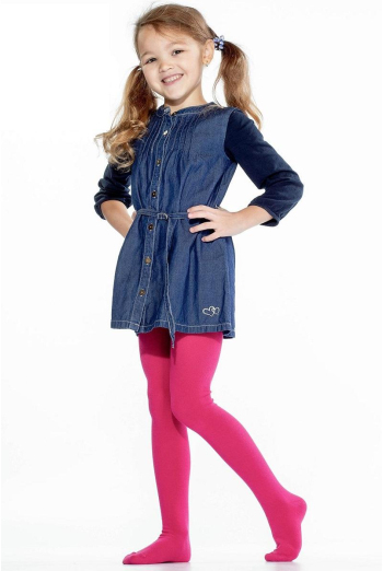 Дитячі однотонні бавовняні колготки D025 Teen girl classic Giulia (fuxia)