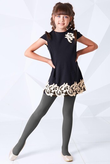 D025 TEEN GIRL CLASSIC MELANGE Однотонні дитячі бавовняні колготки TM GIULIA  (deep grey melange)