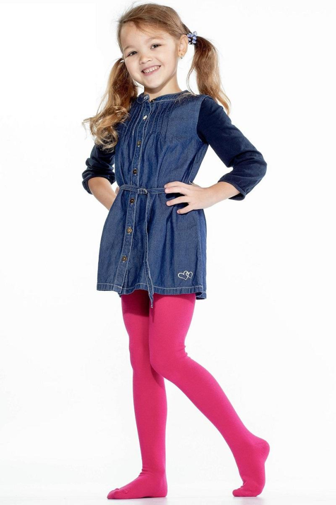 Дитячі однотонні бавовняні колготки D025 Teen girl classic Giulia (fuxia)