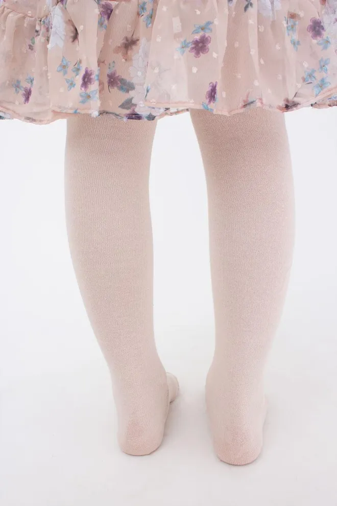 Детские однотонные хлопковые колготки D025 Teen girl classic Giulia (panna)