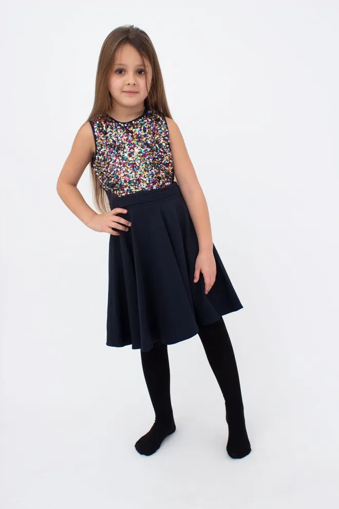 Детские однотонные хлопковые колготки D025 Teen girl classic Giulia (nero), черный