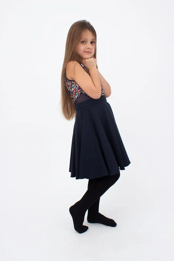 Детские однотонные хлопковые колготки D025 Teen girl classic Giulia (nero), черный