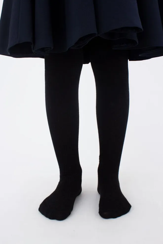 Детские однотонные хлопковые колготки D025 Teen girl classic Giulia (nero), черный