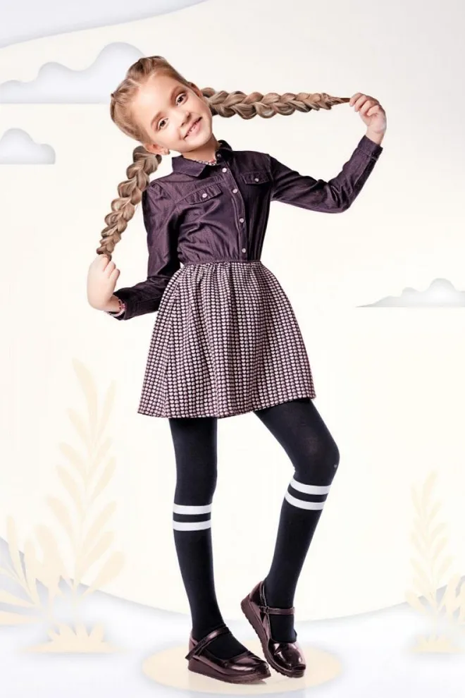 Дитячі бавовняні колготки D048 Teen girl Giulia (nero)