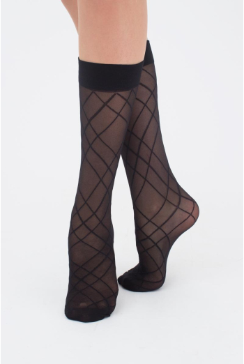 Жіночі капронові гольфи з геометричним малюнком DG-01 Giulia (nero) Жіночі капронові гольфи з геометричним малюнком DG-01 Giulia (nero)