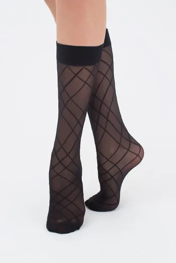 Жіночі капронові гольфи з геометричним малюнком DG-01 Giulia (nero)