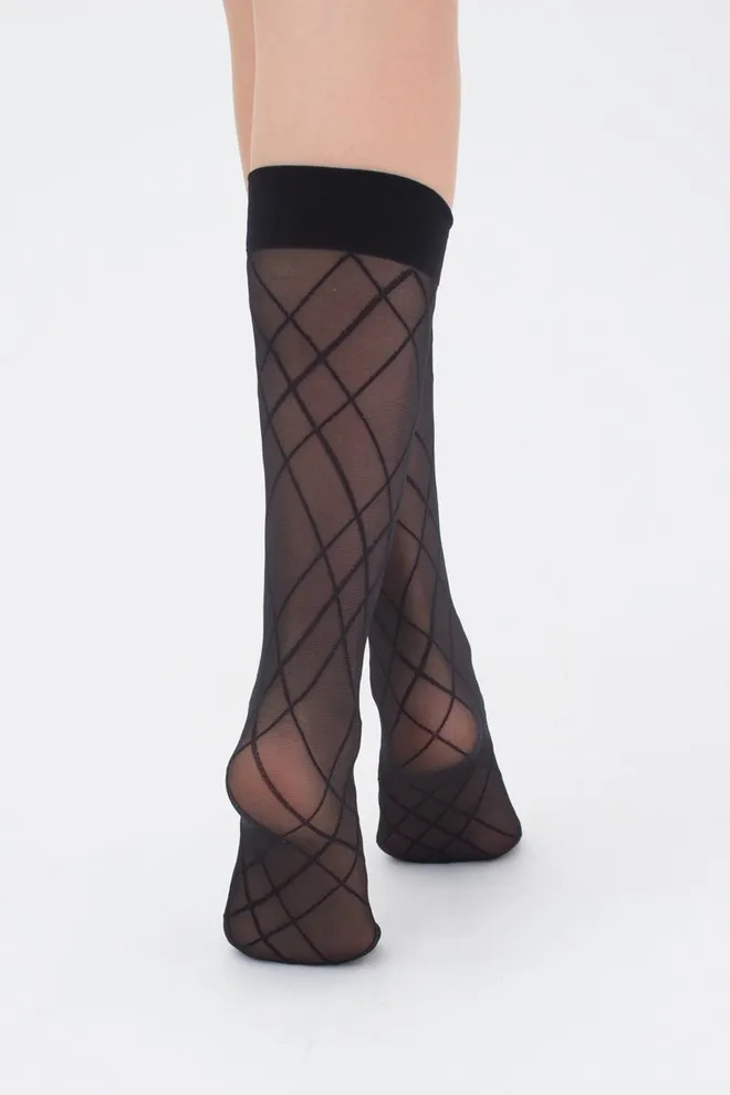 Жіночі капронові гольфи з геометричним малюнком DG-01 Giulia (nero)