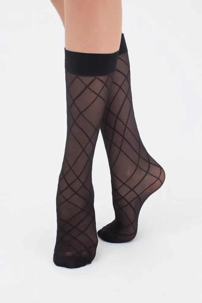 Жіночі капронові гольфи з геометричним малюнком DG-01 Giulia (nero)