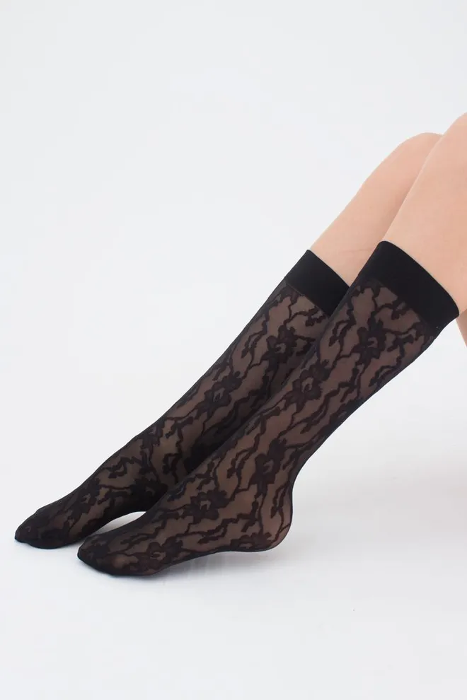 Жіночі капронові гольфи з мереживним малюнком DG-02 Giulia (nero)