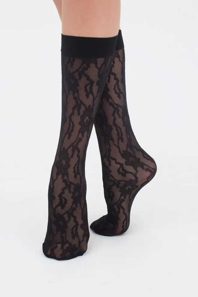 Жіночі капронові гольфи з мереживним малюнком DG-02 Giulia (nero)