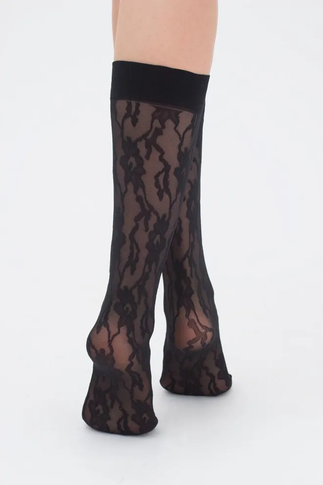 Жіночі капронові гольфи з мереживним малюнком DG-02 Giulia (nero)