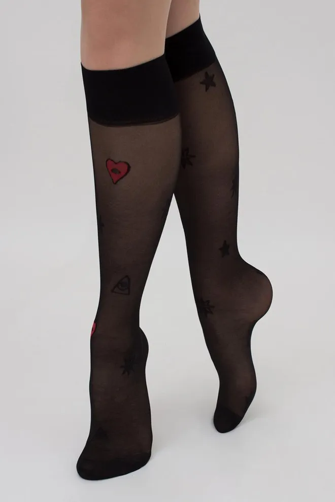 Гольфи прозорі з малюнками Dg-06 Giulia (nero), чорний