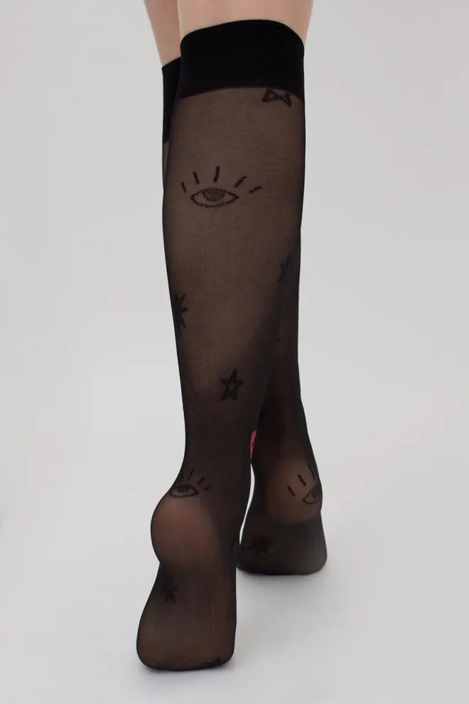 Гольфи прозорі з малюнками Dg-06 Giulia (nero), чорний