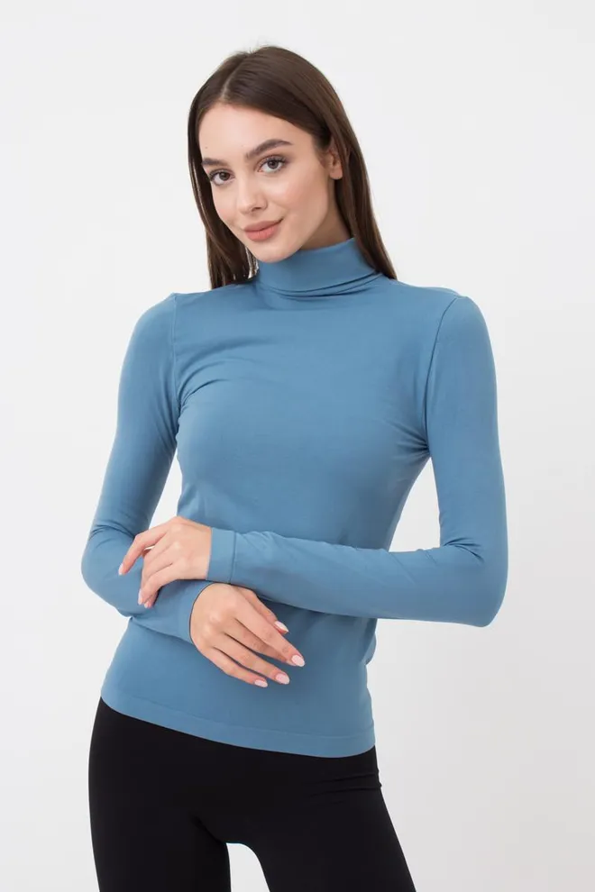 Безшовна водолазка DOLCEVITA MANICA LUNGA Giulia (spring lake), блакитний