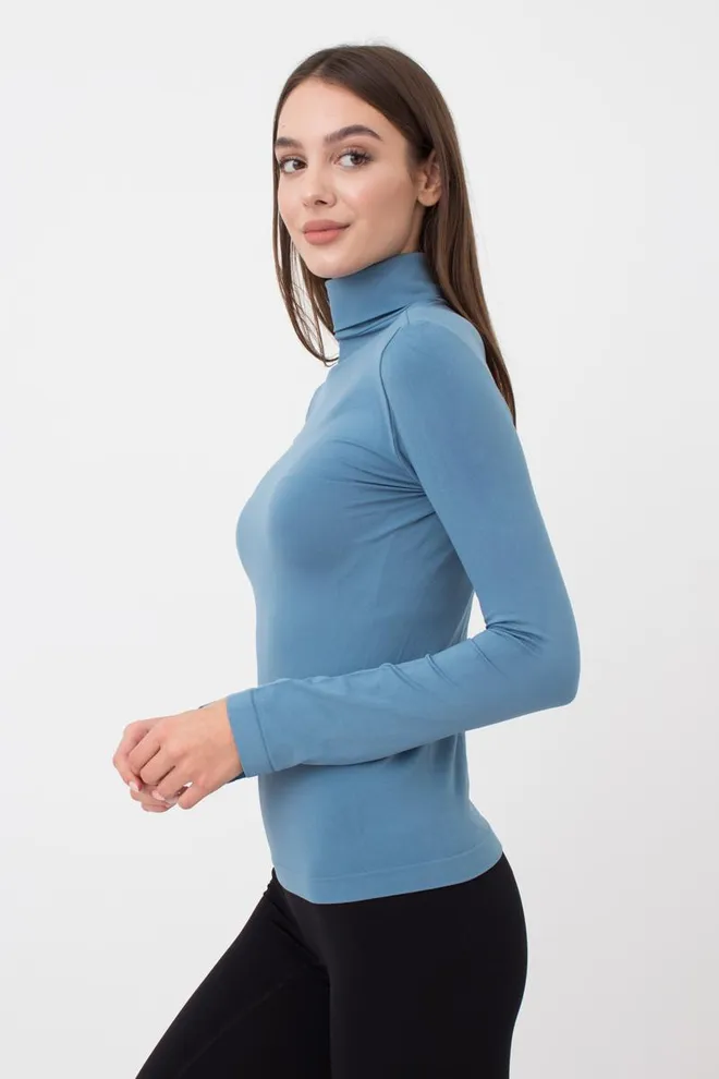 Безшовна водолазка DOLCEVITA MANICA LUNGA Giulia (spring lake), блакитний