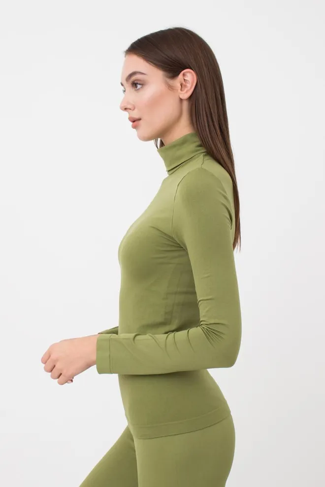 Безшовна водолазка DOLCEVITA MANICA LUNGA Giulia (olive branch), зелений