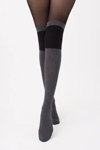 Колготки з імітацією панчіх Enjoy melange 60 den model 2 Giulia (dark grey melange), сірий Колготки з імітацією панчіх Enjoy melange 60 den model 2 Giulia (dark grey melange), сірий