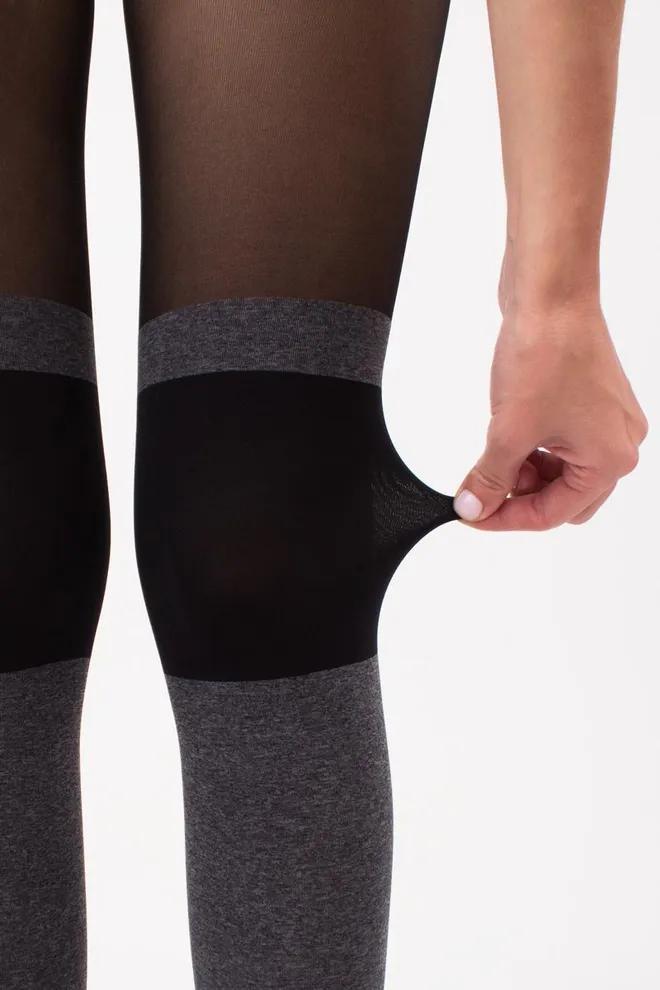 Колготки з імітацією панчіх Enjoy melange 60 den model 2 Giulia (dark grey melange), сірий