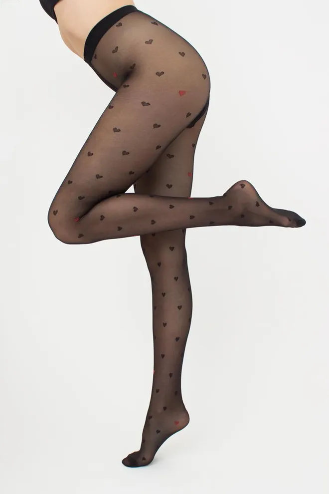 Колготки с рисунком сердечко Eva 20 den model 1 Giulia (nero)