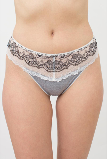 Мереживні труси стрінги Elegant 2101/61 Giulia (grey melange/white)