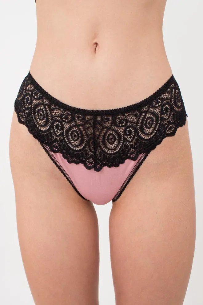 Кружевные трусы стринги Elegant 2101/61 Giulia (black/powder)