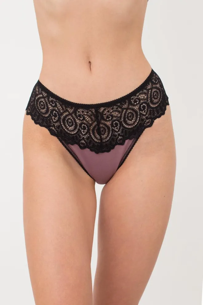 Кружевные трусы стринги Elegant 2101/61 Giulia (black/dark rose)