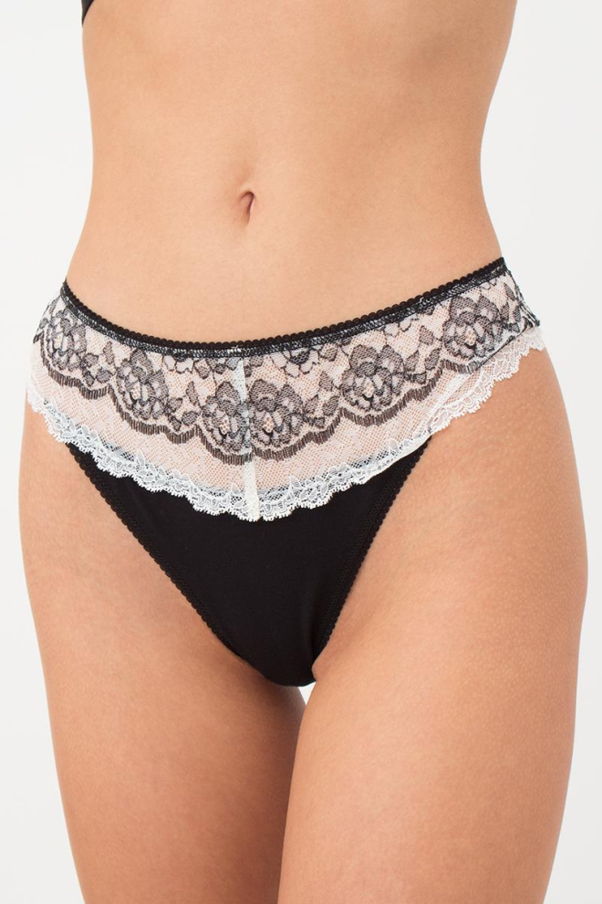 Мереживні труси стрінги Elegant 2101/61 Giulia (black/pink)