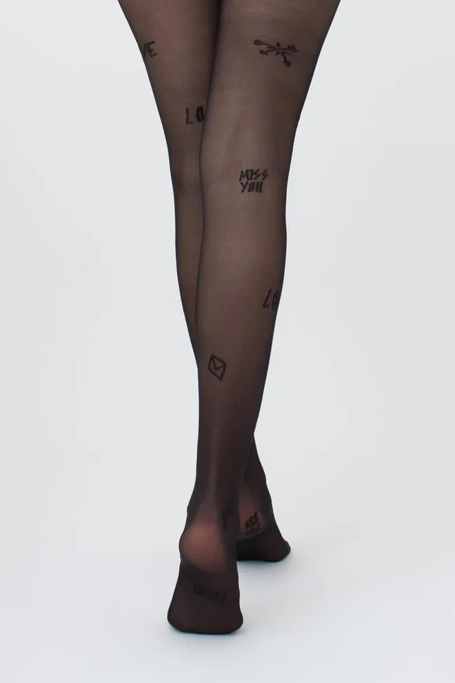 Колготки з принтом Fashionista 40 den model 7 Giulia (nero)