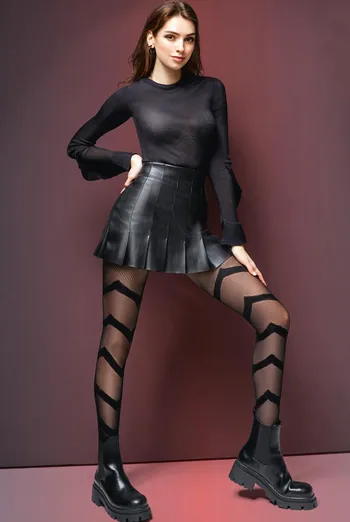 Колготки у сіточку з геометричним малюнком Fashion Net 40 den model 7 Giulia (nero) Колготки у сіточку з геометричним малюнком Fashion Net 40 den model 7 Giulia (nero)