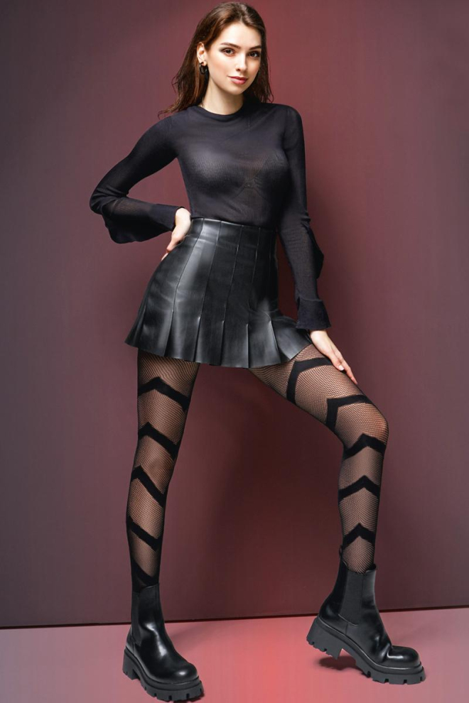 Колготки у сіточку з геометричним малюнком Fashion Net 40 den model 7 Giulia (nero)