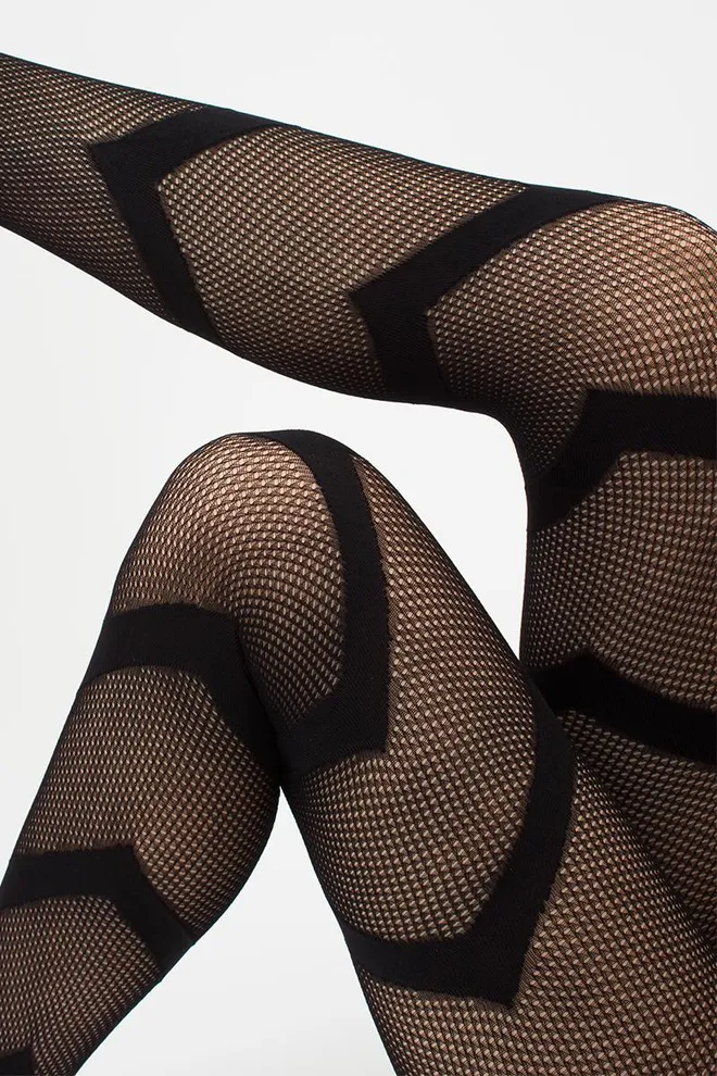 Колготки у сіточку з геометричним малюнком Fashion Net 40 den model 7 Giulia (nero)