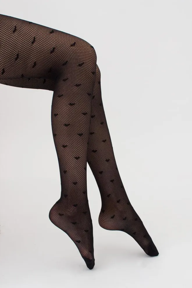 Колготки в сітку з малюнком сердечко Fashion net love 40 den model 2 Giulia (nero)