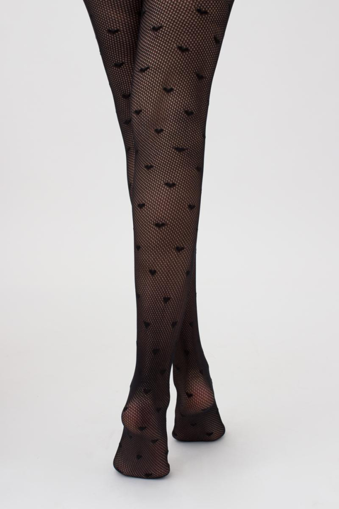 Колготки в сітку з малюнком сердечко Fashion net love 40 den model 2 Giulia (nero)