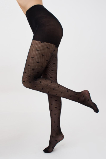 Колготки в сітку з малюнком сердечко Fashion net love 40 den model 2 Giulia (nero)