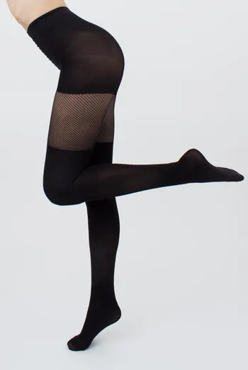 Колготки в сітку з імітацією панчох Fashion net up 60 den model 1 Giulia (nero)