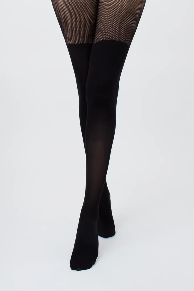 Колготки в сітку з імітацією панчох Fashion net up 60 den model 1 Giulia (nero)