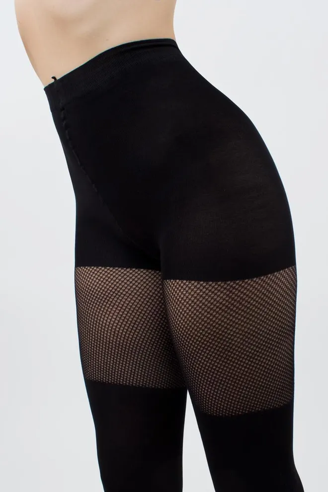 Колготки в сітку з імітацією панчох Fashion net up 60 den model 1 Giulia (nero)