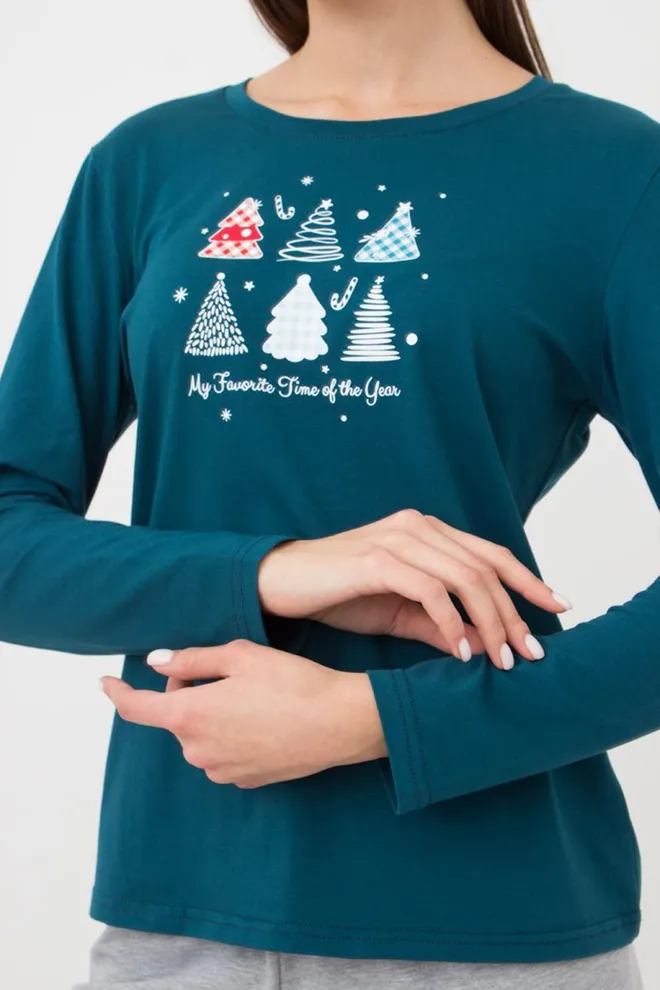 Пижама женская со штанами и рисунком Favorite Time 5315/010 Giulia (blue/light grey melange)