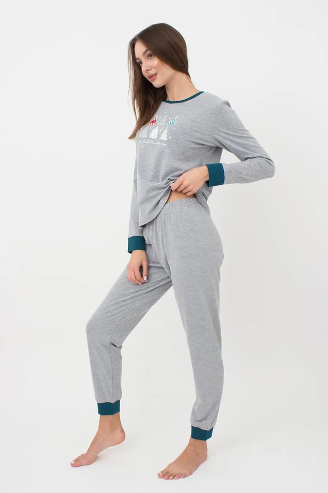 Пижама женская со штанами и рисунком Favorite Time 5316/010 Giulia (light grey melange)