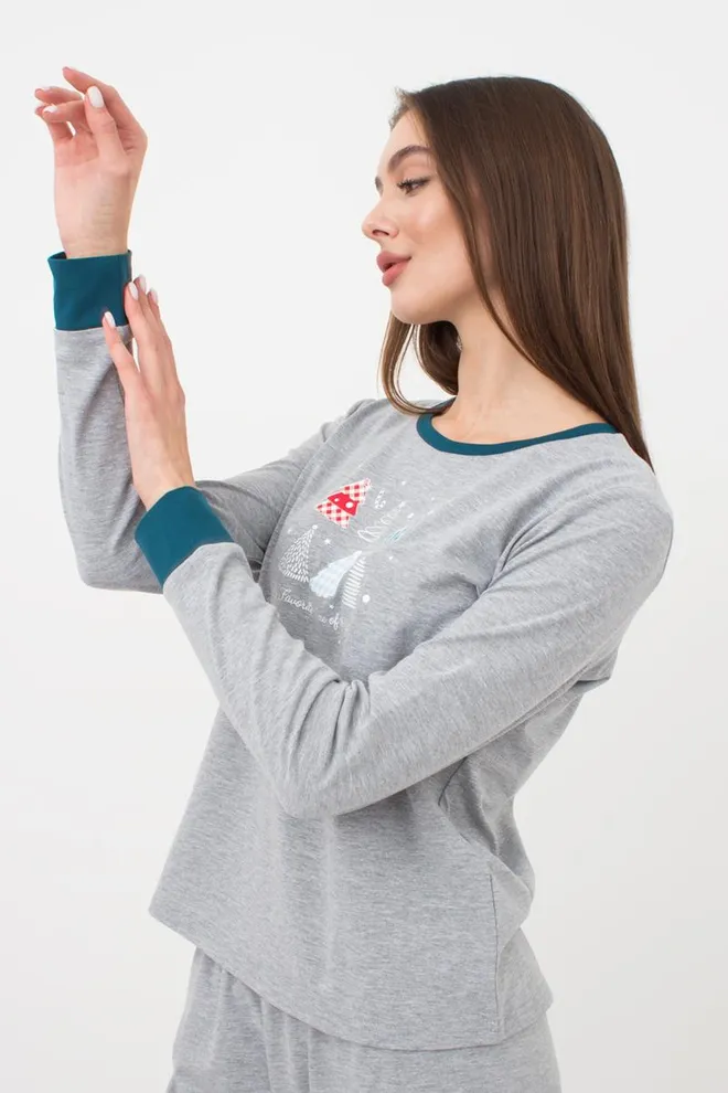 Пижама женская со штанами и рисунком Favorite Time 5316/010 Giulia (light grey melange)