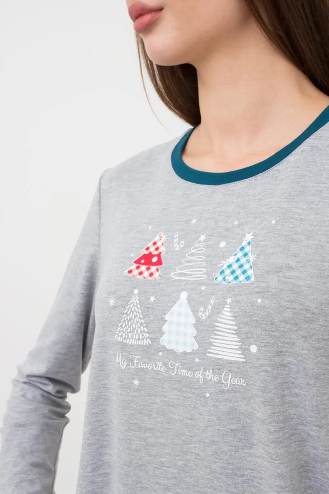 Пижама женская со штанами и рисунком Favorite Time 5316/010 Giulia (light grey melange)