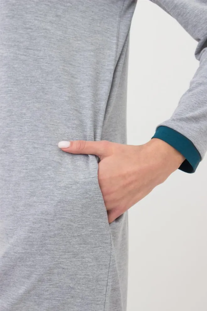 Ночная рубашка хлопковая с рукавами Favorite Time 8313/010 Giulia (light grey melange), серый