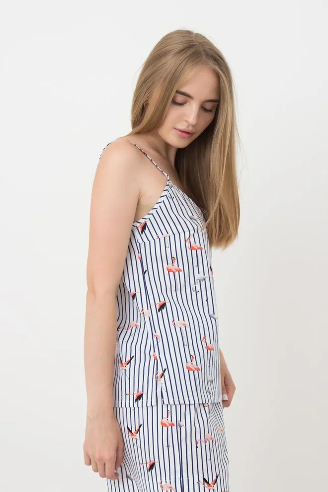 Женская хлопковая майка Flamingo 3812/010 Giulia (dark blue stripe)