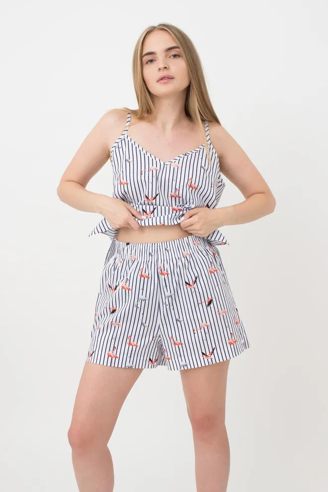 Женские хлопковые шортики FLAMINGO 4212/010 Giulia (dark blue stripe), синий