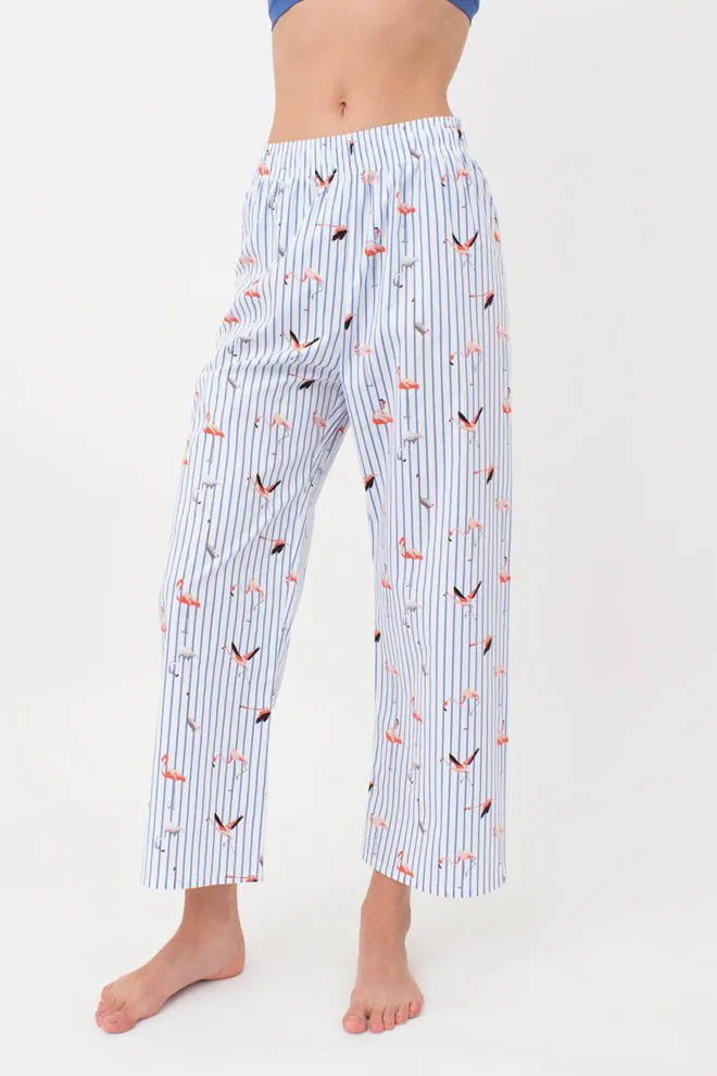 Женские хлопковые штаны FLAMINGO 4318/010 Giulia (blue stripe), голубой