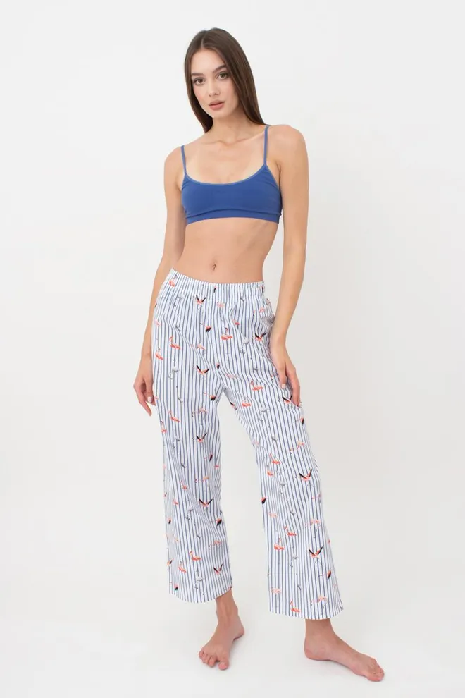 Женские хлопковые штаны FLAMINGO 4318/010 Giulia (dark blue stripe), синий